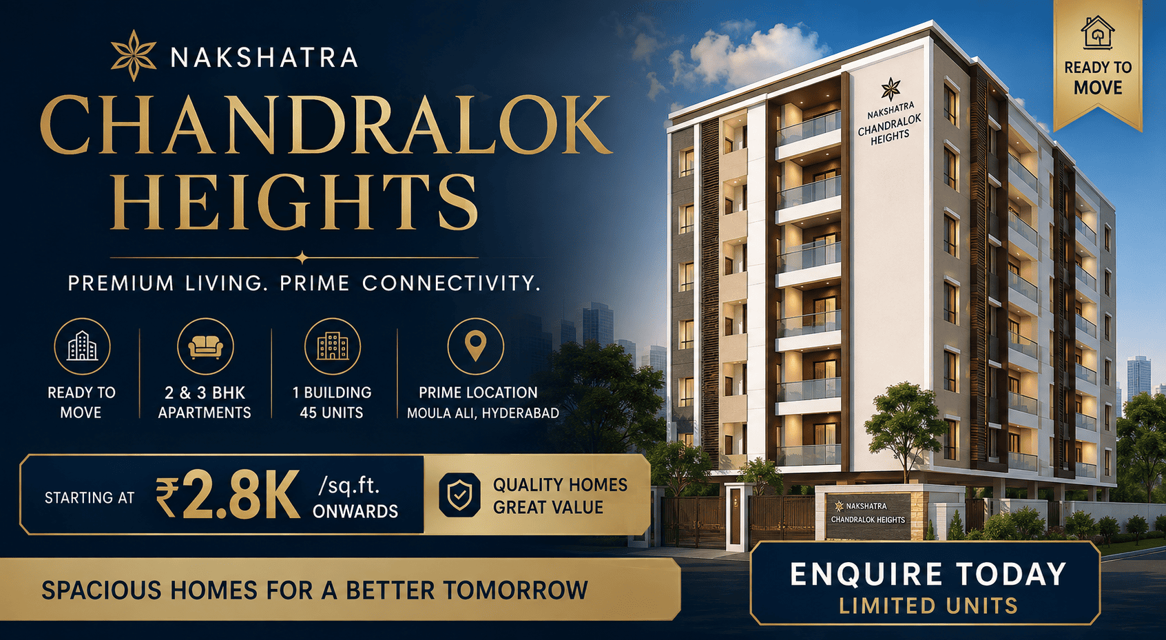 Nakshatra Chandralok Heights - Premium Apartments in Moula Ali Hyderabad
