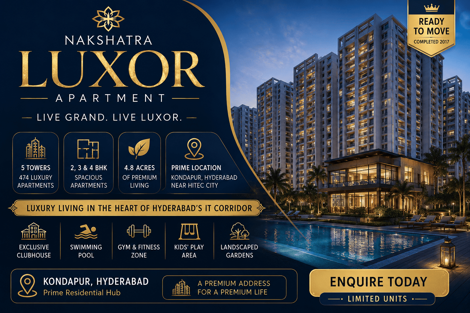 Nakshatra Luxor Apartment - Premium Apartments in Kondapur Hyderabad