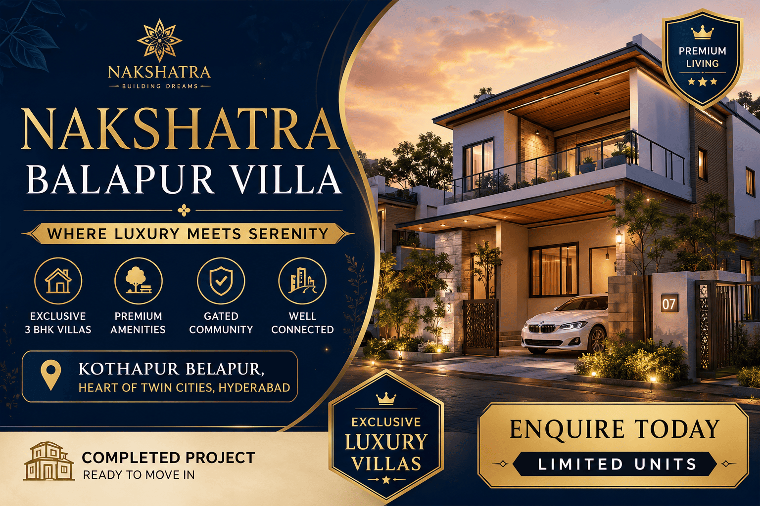 Nakshatra Balapur Villa - Luxury 3 BHK Villas in Hyderabad