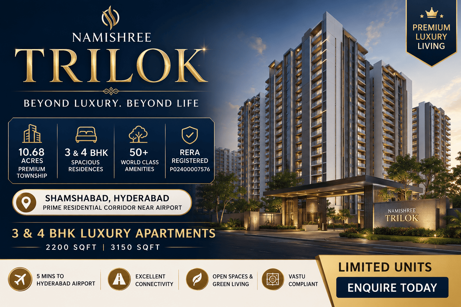 Namishree Trilok - Premium Apartments in Shamshabad Hyderabad