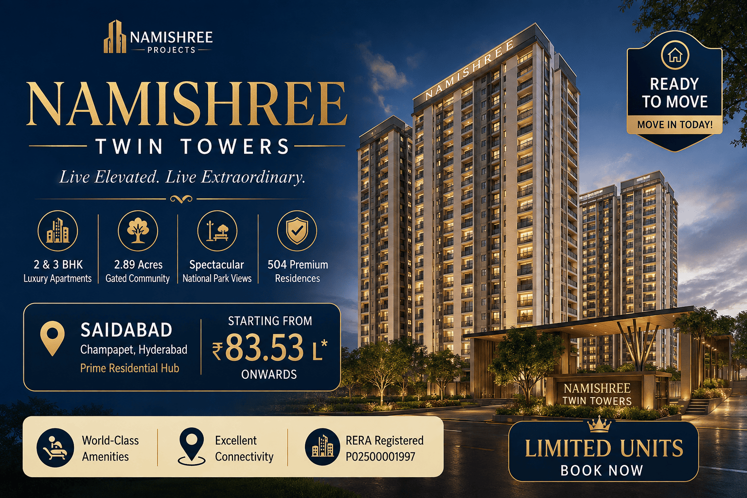 Namishree Twin Towers - Premium Apartments in Champapet Hyderabad